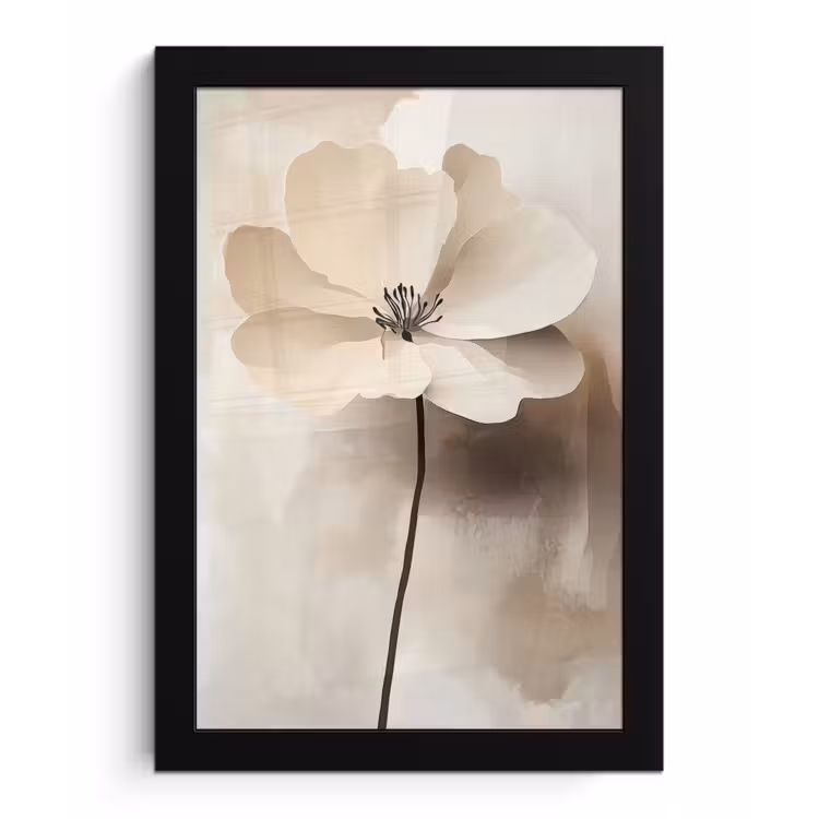 Poster met lijst - Bloem - Beige - Verf - Schaduw — 1