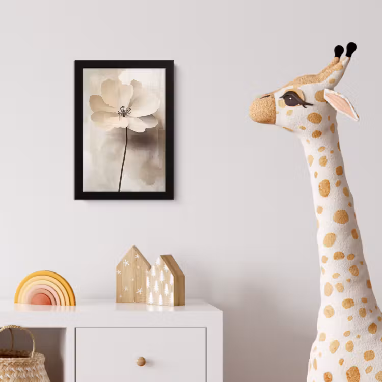 Poster met lijst - Bloem - Beige - Verf - Schaduw — 5