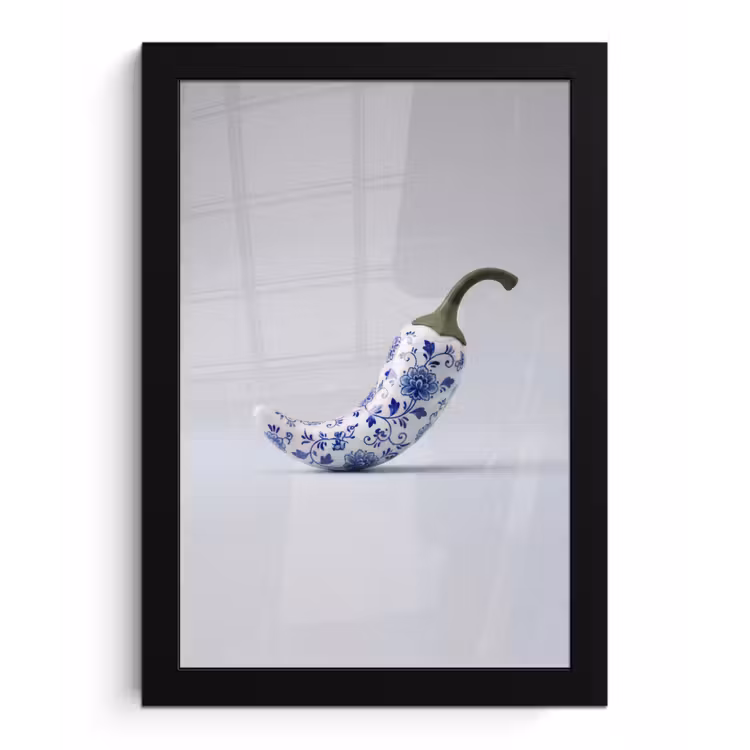 Poster met lijst - Chilipeper - Keramiek - Blauw — 1