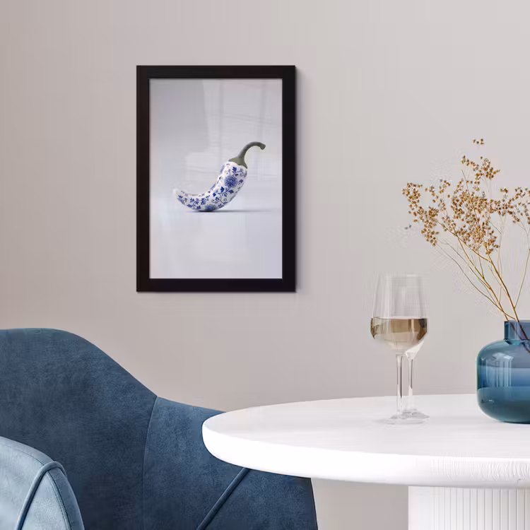 Poster met lijst - Chilipeper - Keramiek - Blauw — 2