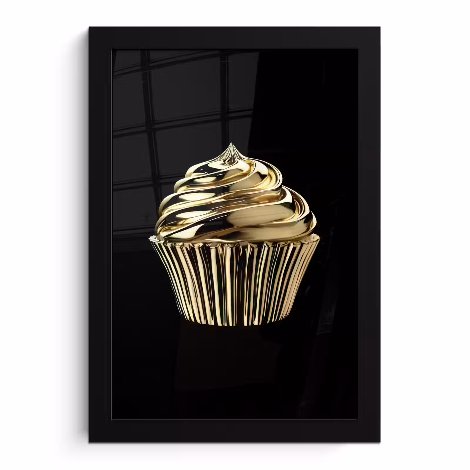 Poster met lijst - Cupcake - Eten - Goud - Zwart — 1