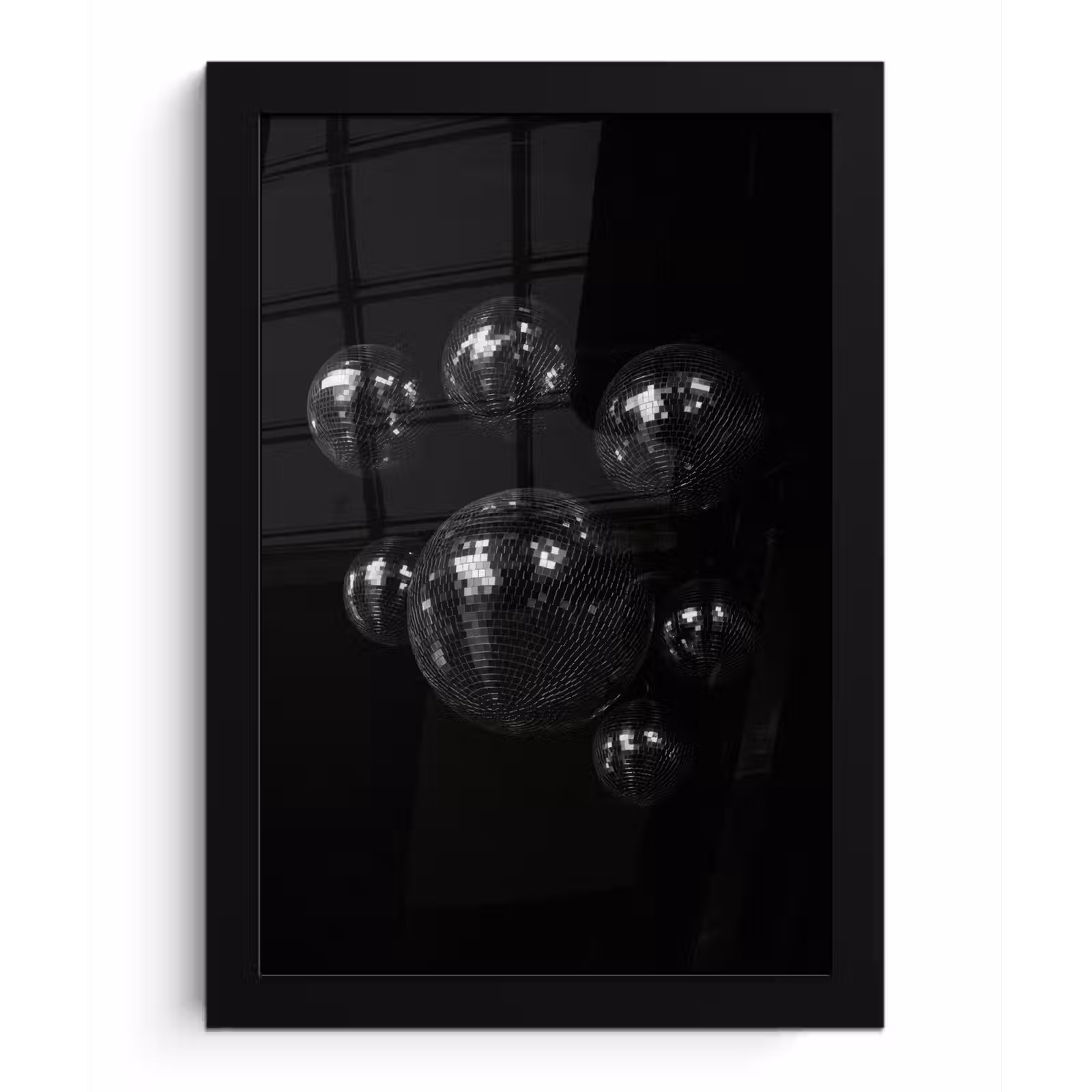Poster met lijst - Discoballen - Minimalistisch - Zwart — 1