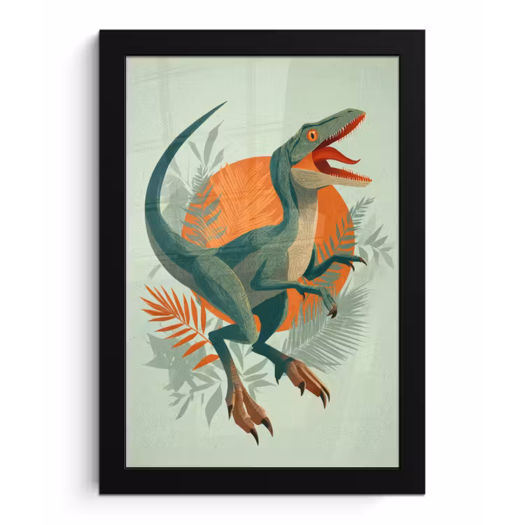Poster met lijst - Dino - Bladeren - Grafisch - Groen — 1