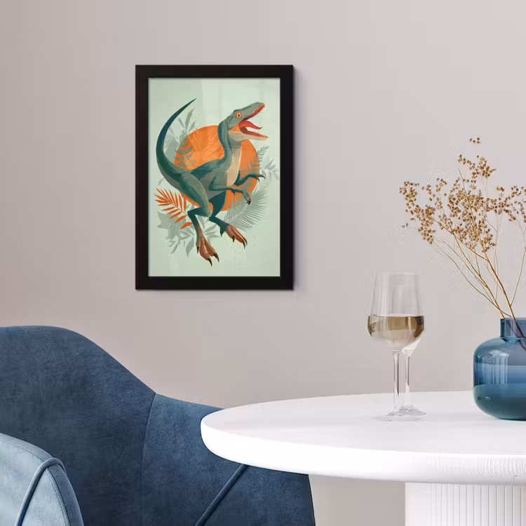 Poster met lijst - Dino - Bladeren - Grafisch - Groen — 2