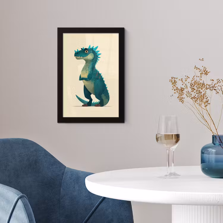 Poster met lijst - Dinosaurus - Turquoise - Stekels — 2