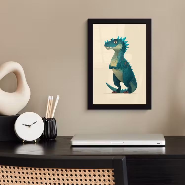 Poster met lijst - Dinosaurus - Turquoise - Stekels — 3