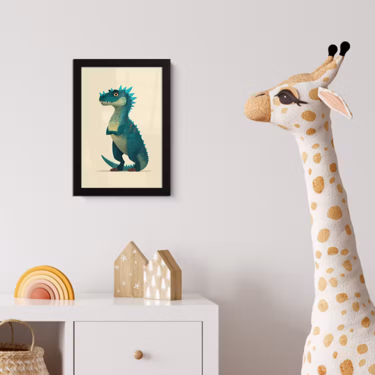 Poster met lijst - Dinosaurus - Turquoise - Stekels — 5