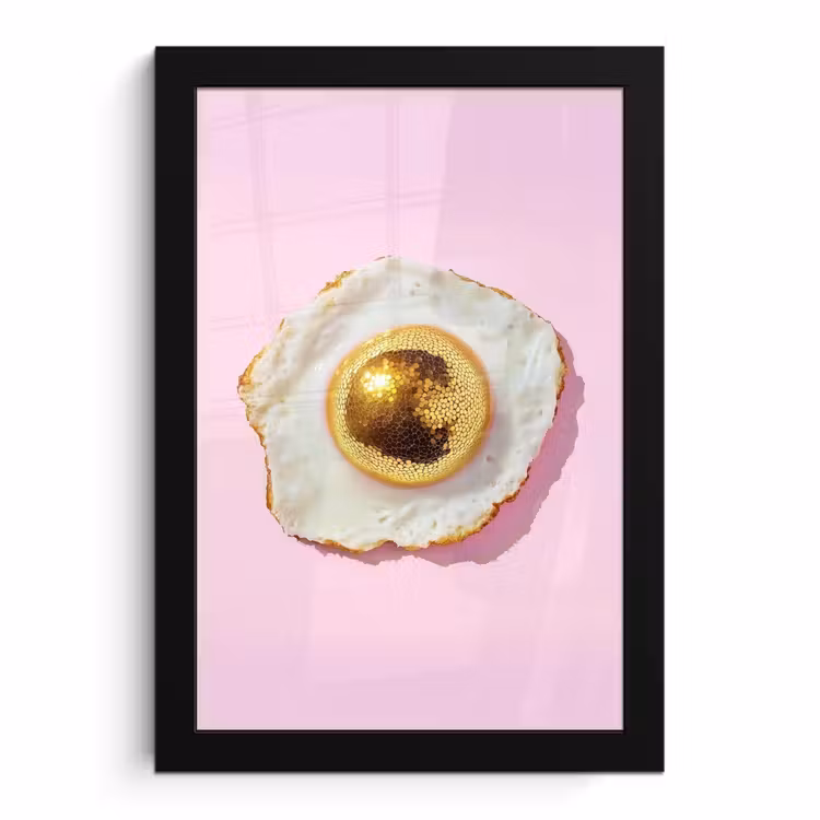 Poster met lijst - Ei - Disco - Ontbijt - Glitter — 1