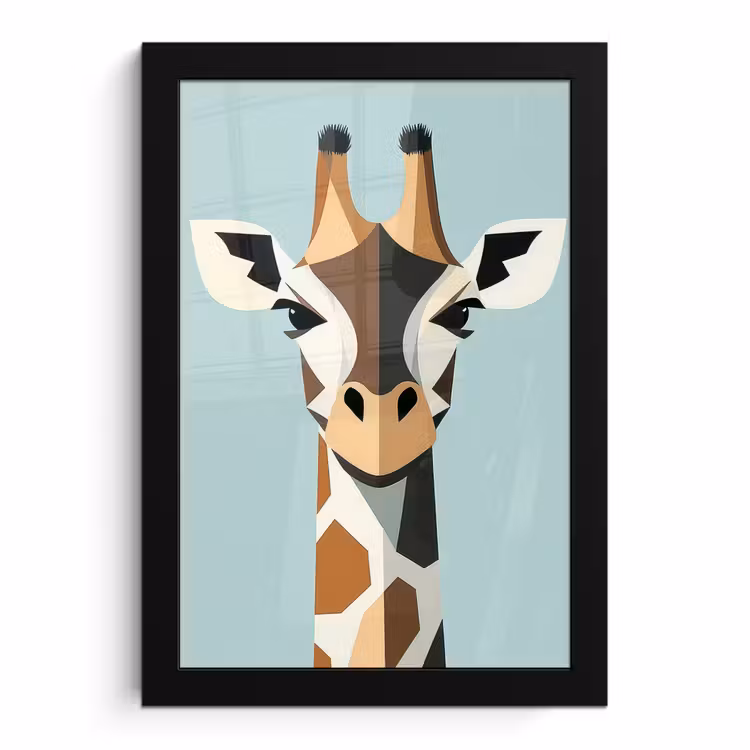Poster met lijst - Giraffe - Illustratie - Bruin - Minimalistisch — 1