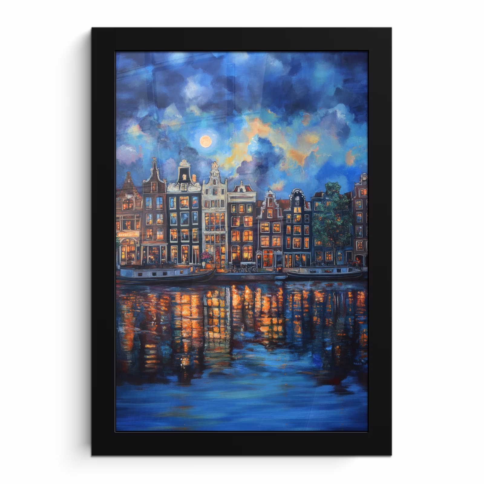 Poster met lijst - Grachten Amsterdam - Huizen - Stad - Kleurrijk — 1