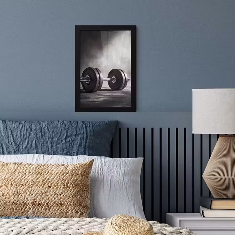 Poster met lijst - Halter - Gewichten - Zwart — 4