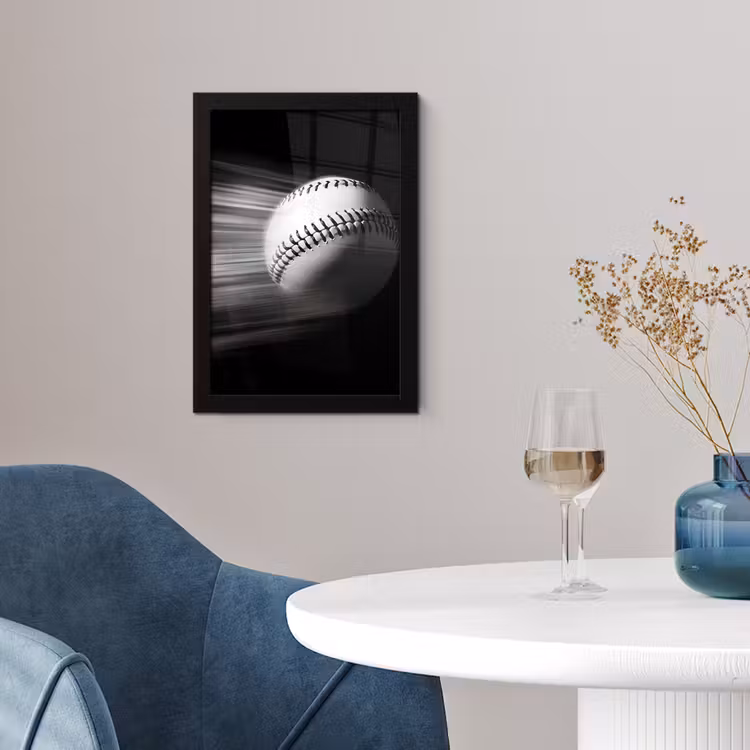 Poster met lijst - Honkbal - Wit - Vliegt — 2