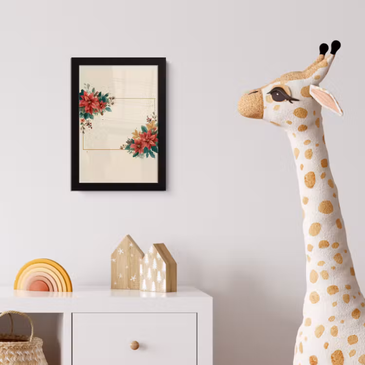 Poster met lijst - Kerst - Poinsettia - Omlijsting - Kleurrijk — 5