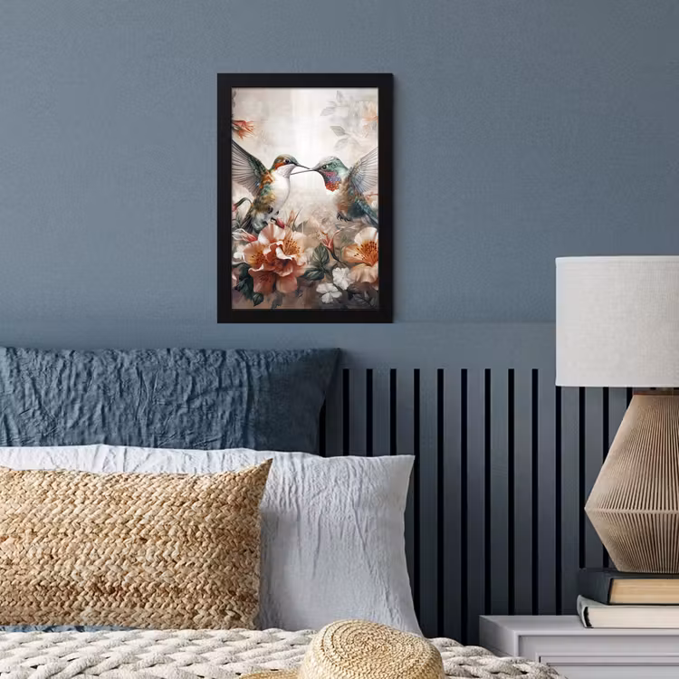 Poster met lijst - Kolibrie - Vogels - Bloemen - Natuur — 4