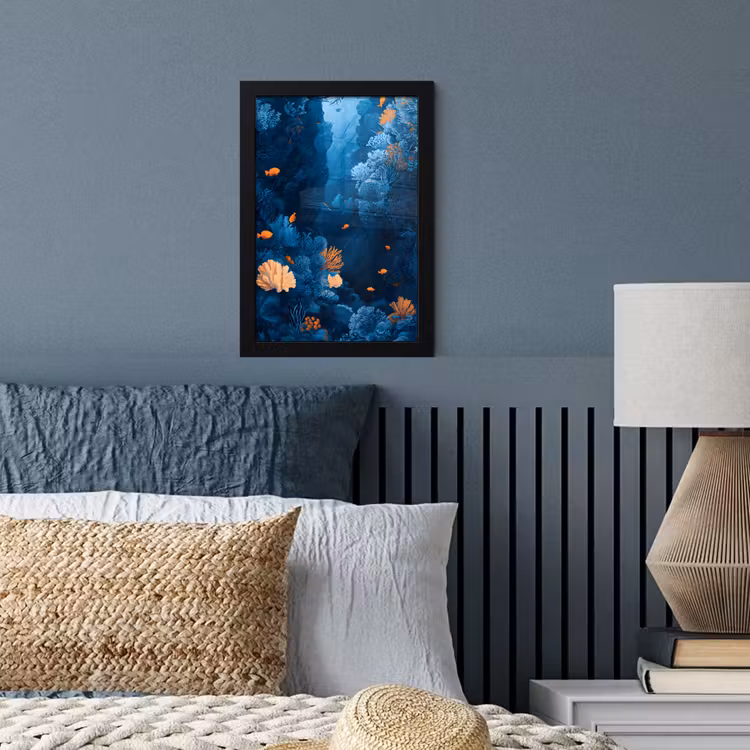 Poster met lijst - Koraalrif - Vissen - Oceaan - Blauw — 4