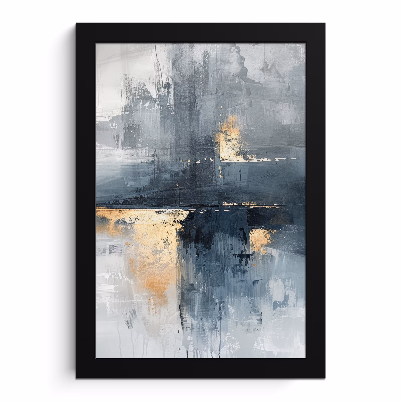 Poster met lijst - Kunst - Grijs - Goud - Abstract — 1