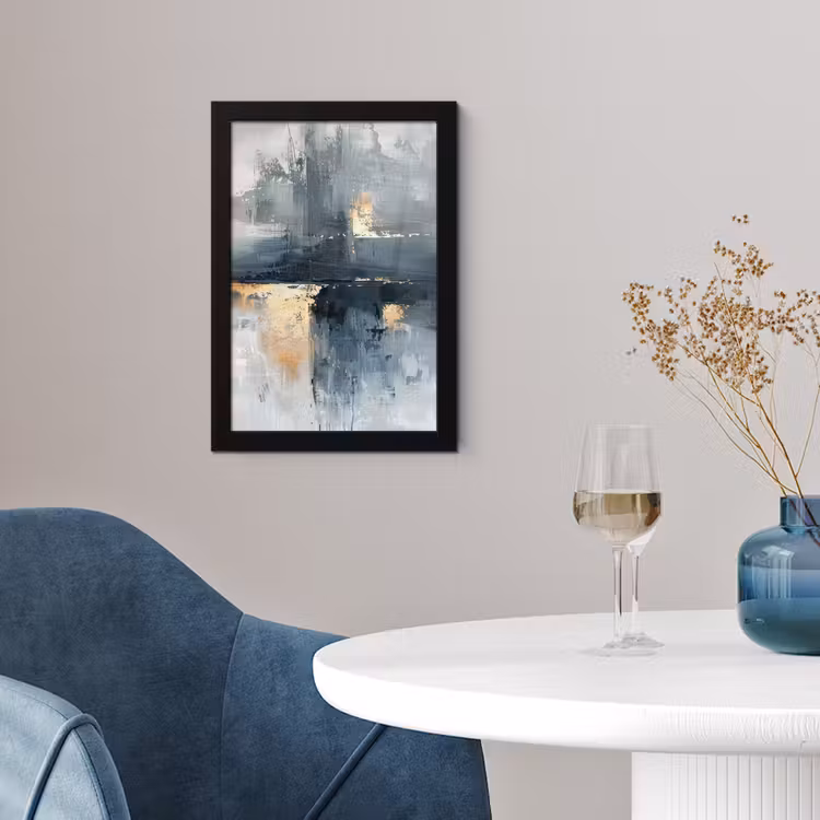 Poster met lijst - Kunst - Grijs - Goud - Abstract — 2