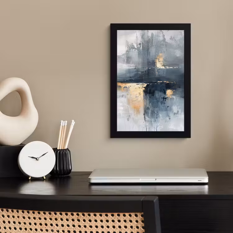 Poster met lijst - Kunst - Grijs - Goud - Abstract — 3
