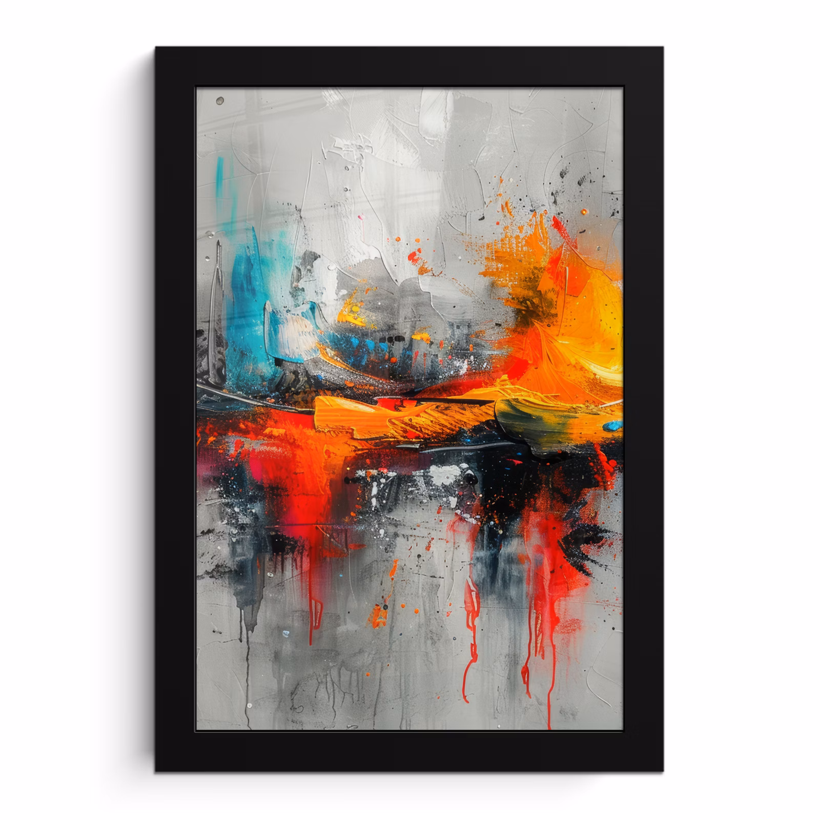 Poster met lijst - Moderne kunst - Oranje - Grijs - Abstract — 1
