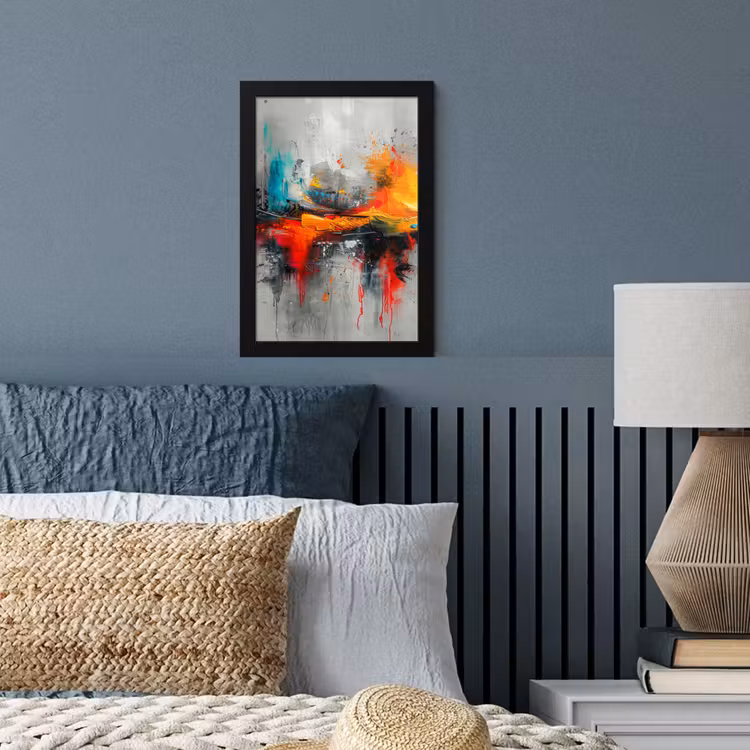 Poster met lijst - Moderne kunst - Oranje - Grijs - Abstract — 4