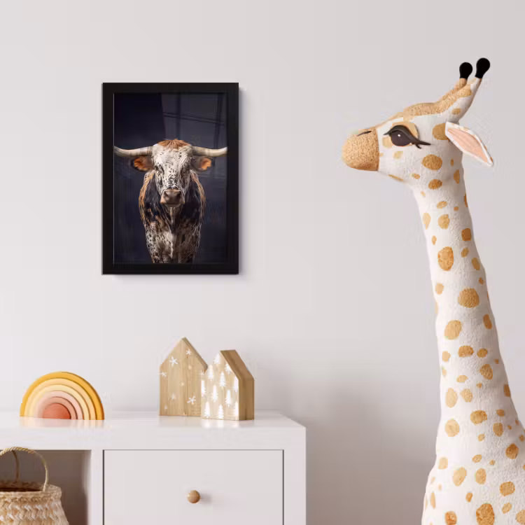 Poster met lijst - Stier - Kleurrijk - Hoorns — 5