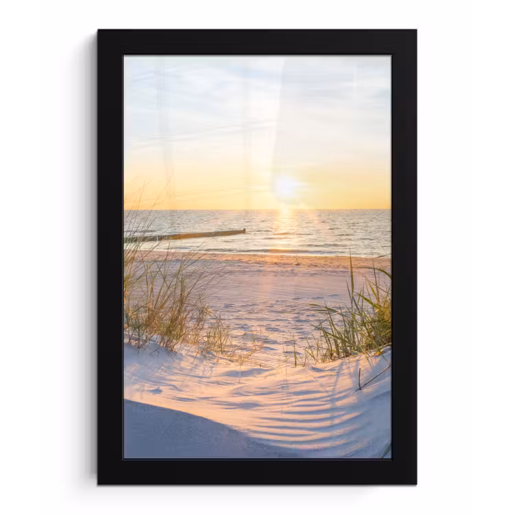 Poster met lijst - Strand - Zon - Duin - Gras - Zand - Horizon — 1