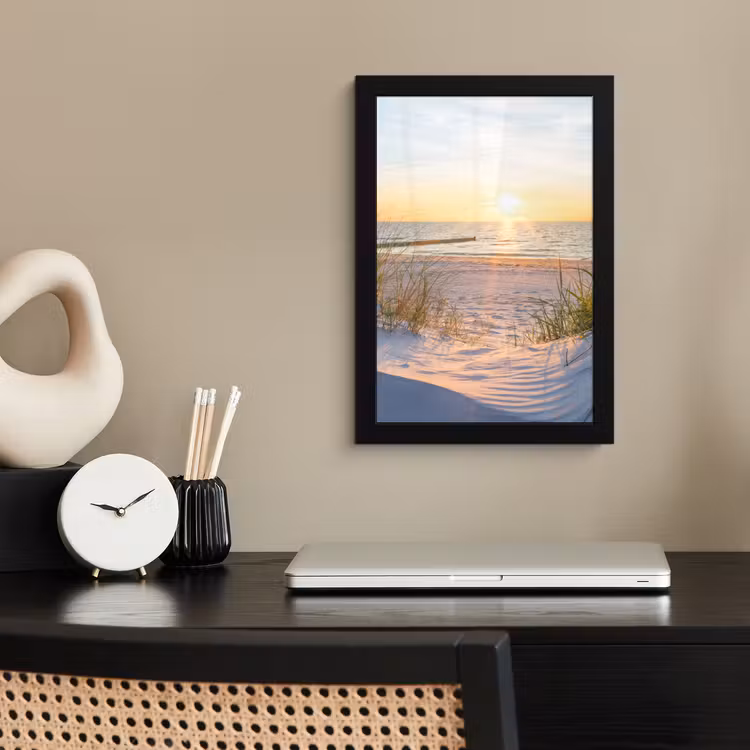 Poster met lijst - Strand - Zon - Duin - Gras - Zand - Horizon — 3