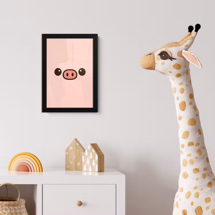 Poster met lijst - Varken - Roze - Minimalistisch — 5