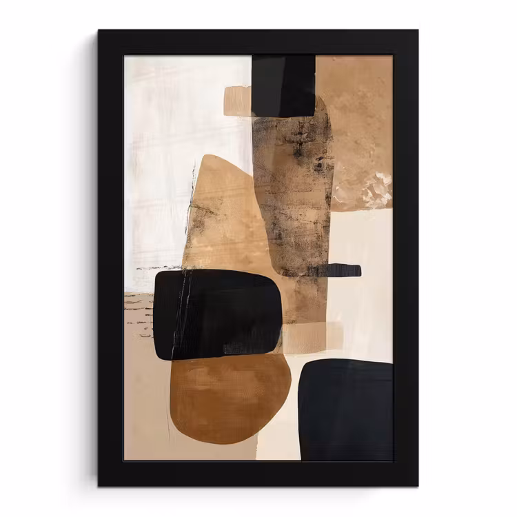 Poster met lijst - Vlakken - Abstract - Zwart - Strepen — 1