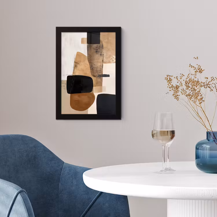 Poster met lijst - Vlakken - Abstract - Zwart - Strepen — 2