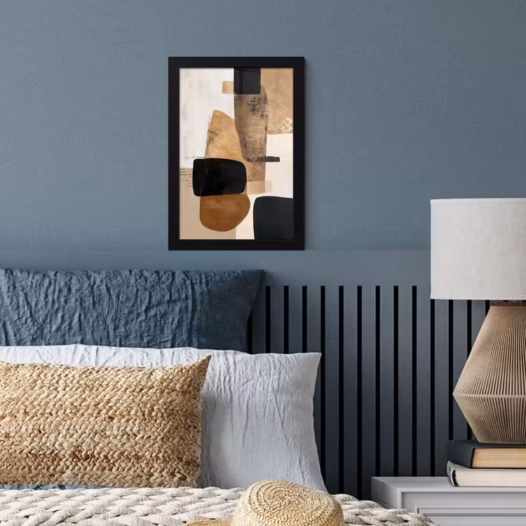 Poster met lijst - Vlakken - Abstract - Zwart - Strepen — 4