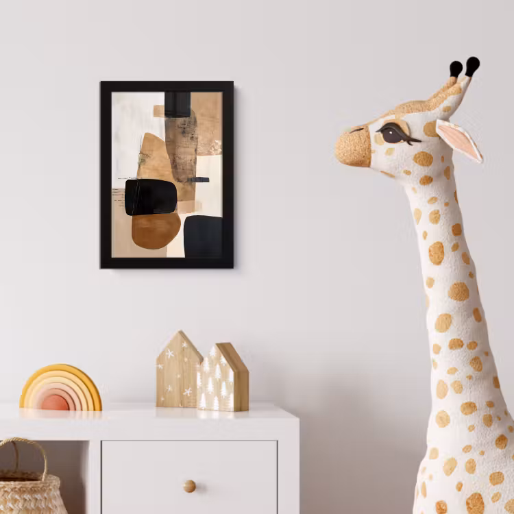Poster met lijst - Vlakken - Abstract - Zwart - Strepen — 5