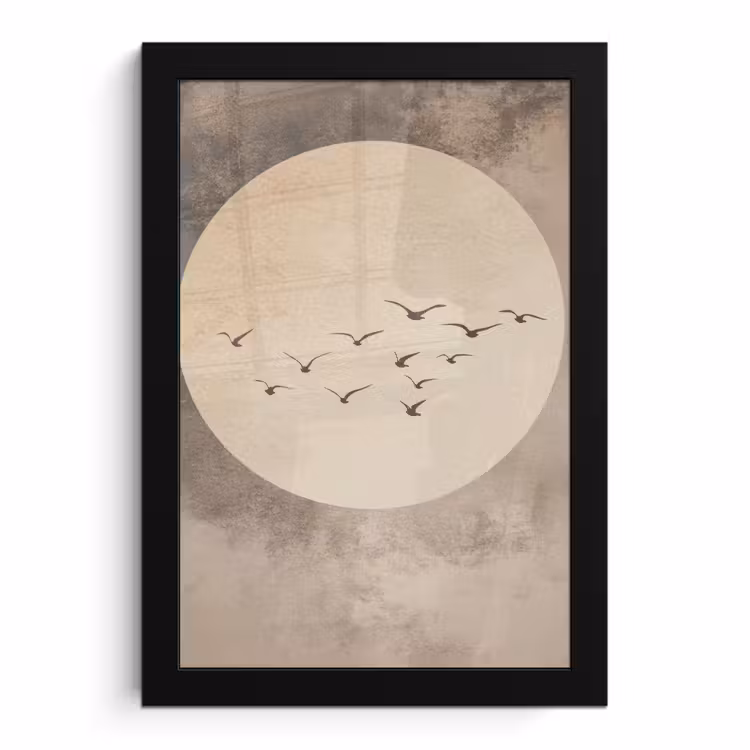 Poster met lijst - Vogel - Beige - Japandi — 1