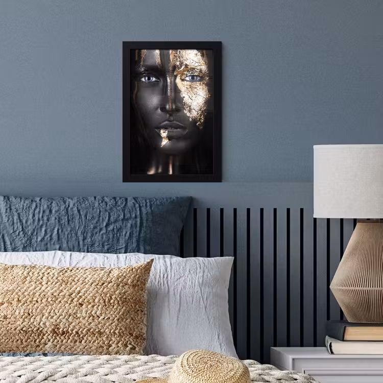 Poster met lijst - Vrouw - Bladgoud - Zwart - Goud - Luxe — 4