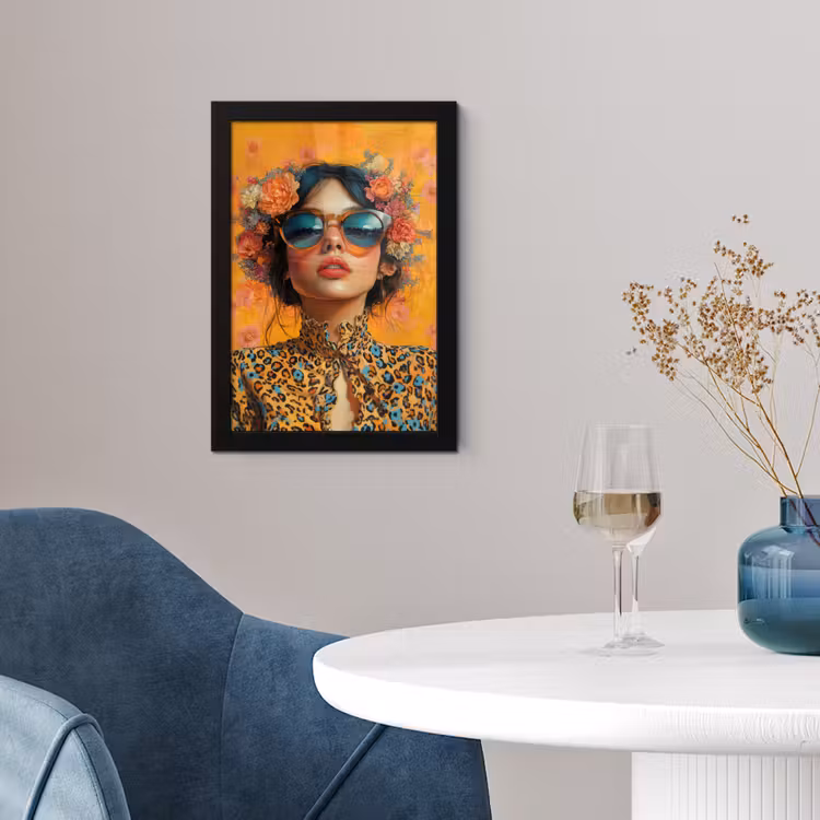 Poster met lijst - Vrouw - Bloemen - Aesthetic - Oranje — 2