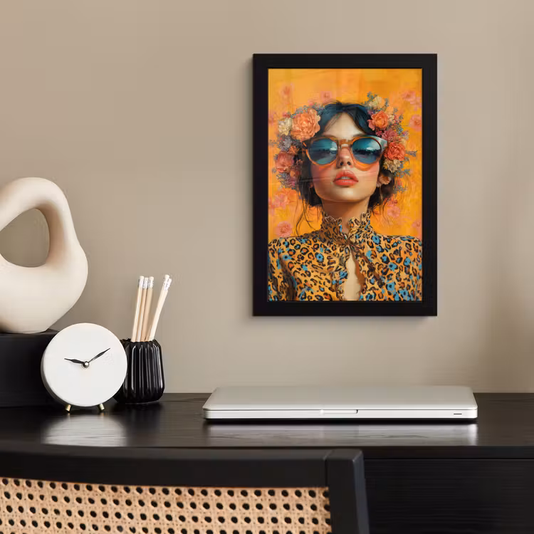 Poster met lijst - Vrouw - Bloemen - Aesthetic - Oranje — 3