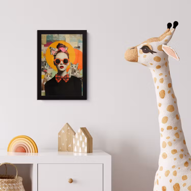 Poster met lijst - Vrouw - Bril - Strik - Retro — 5
