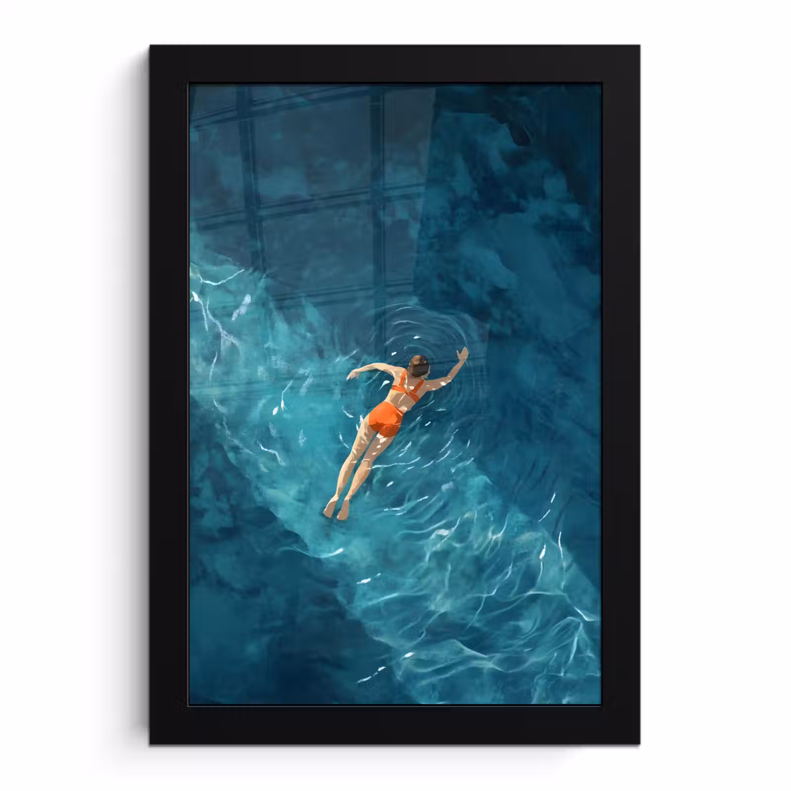 Poster met lijst - Vrouw - Water - Bikini - Oranje — 1