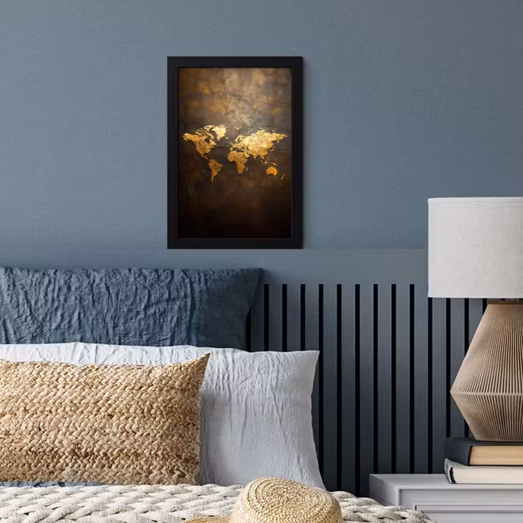 Poster met lijst - Wereldkaart - Goud - Roest — 4