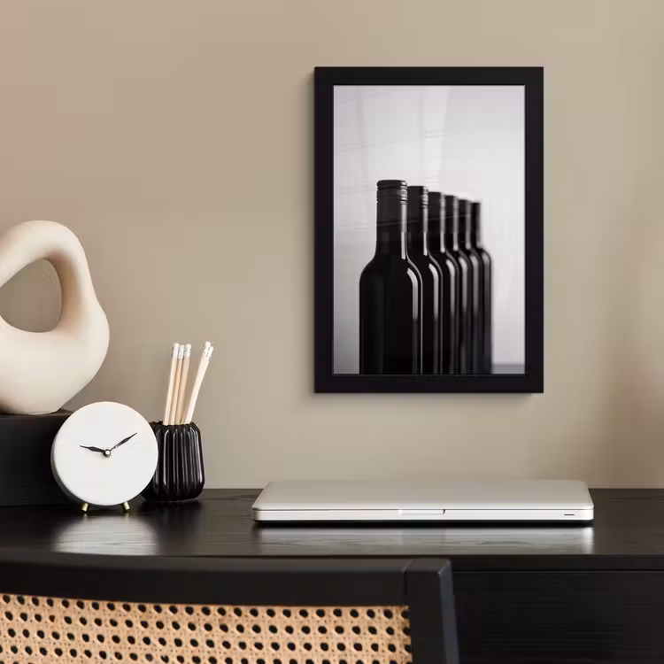 Poster met lijst - Wijnflessen - Zwart - Minimalistisch — 3