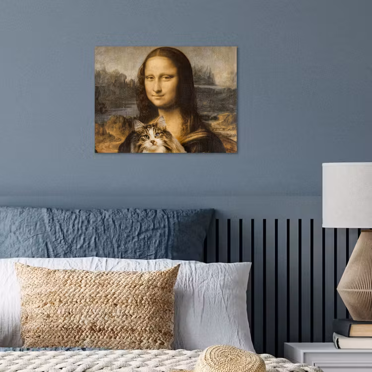 Poster - Mona Lisa - Kat - Leonardo da Vinci - Vintage - Kunstwerk - Oude meesters - Schilderij — 3