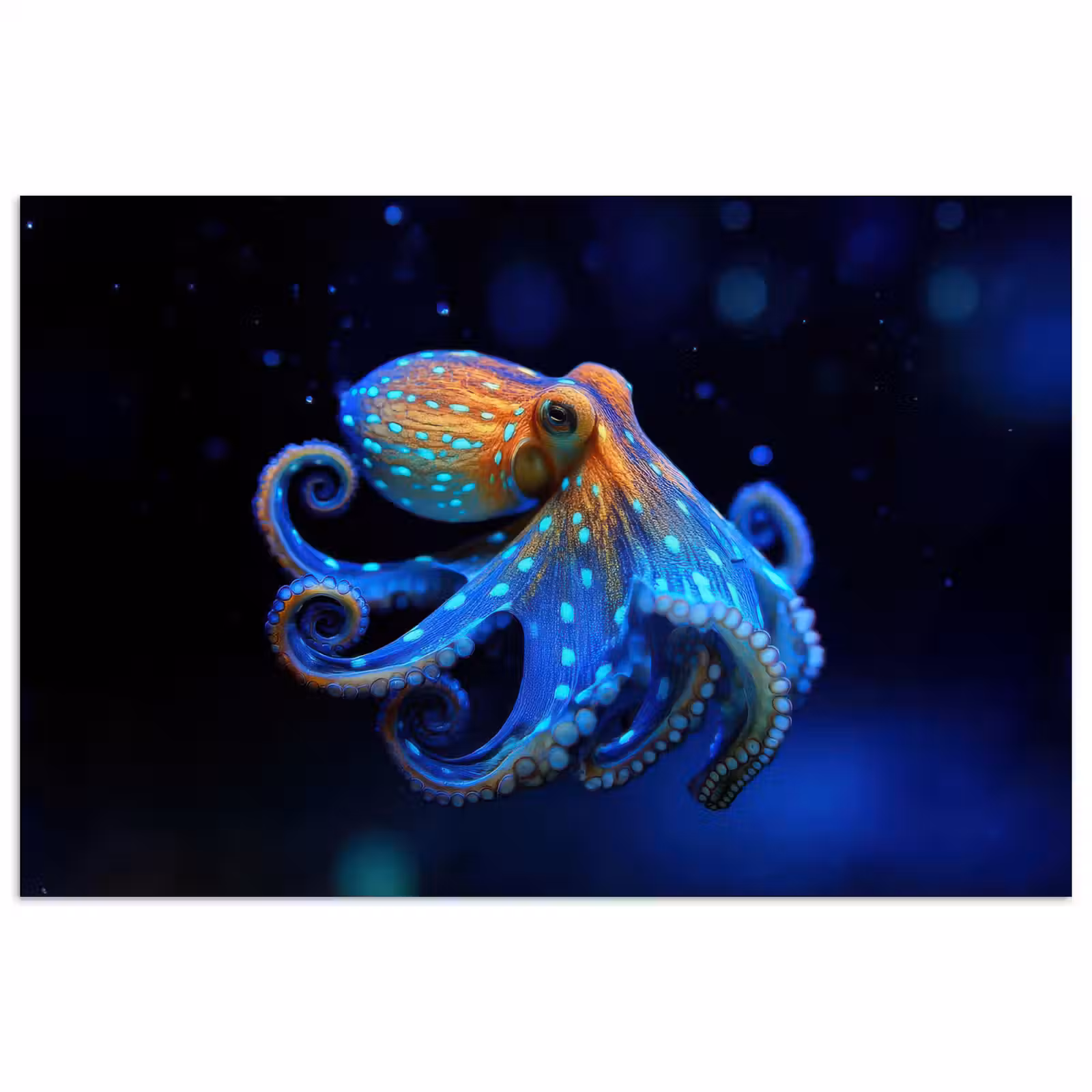 Poster - Octopus - Stippen - Blauw - Zee — 1