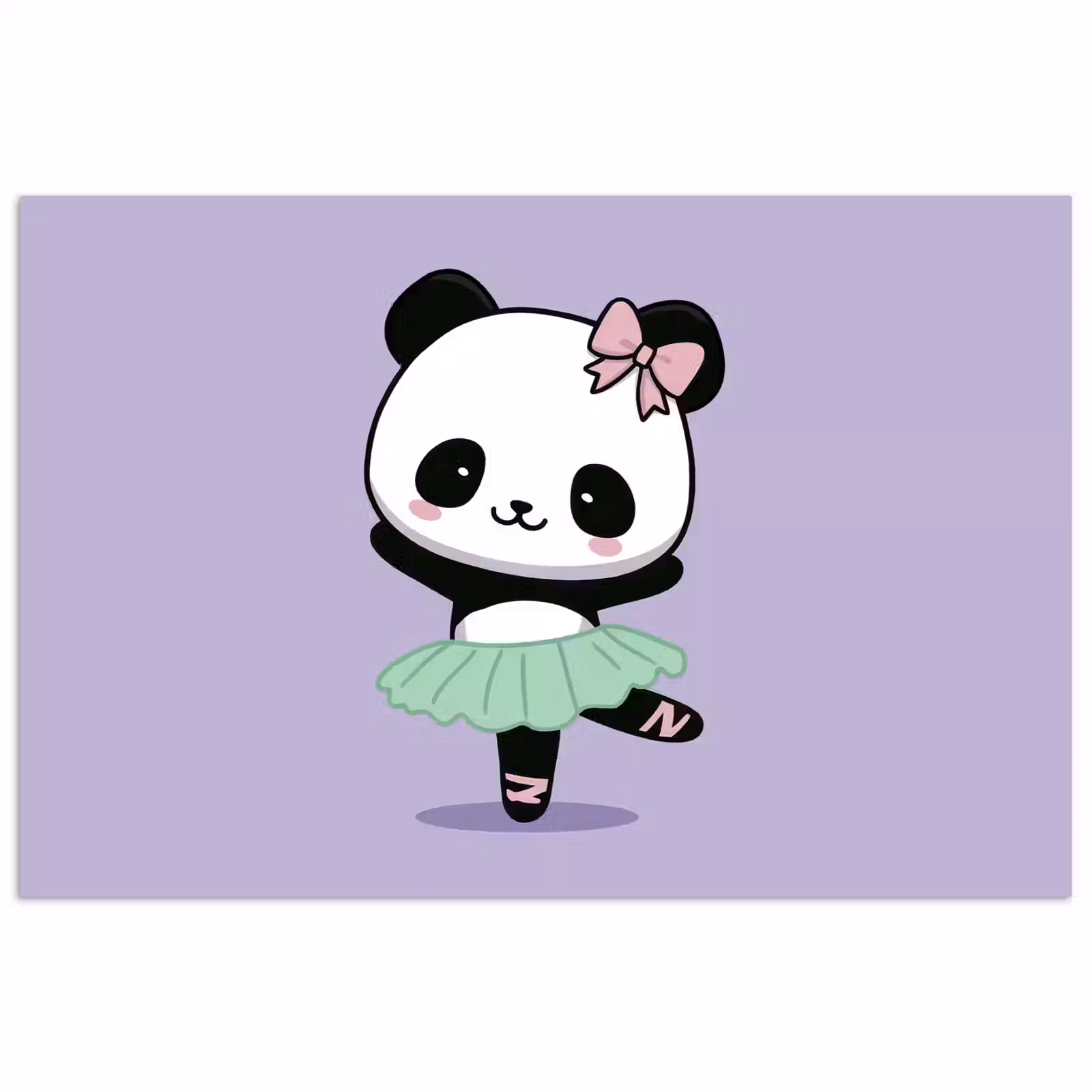 Poster - Panda - Paars - Sierlijk - Kawaii — 1