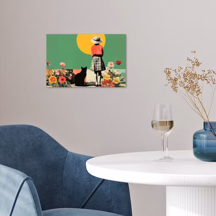Poster - Retro - Meisje - Kat - Zon — 4