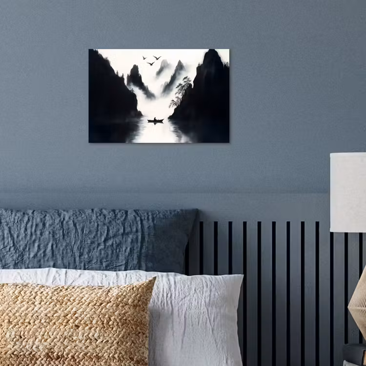 Poster - Roeiboot - Mistig - Bergen - Vogels — 3
