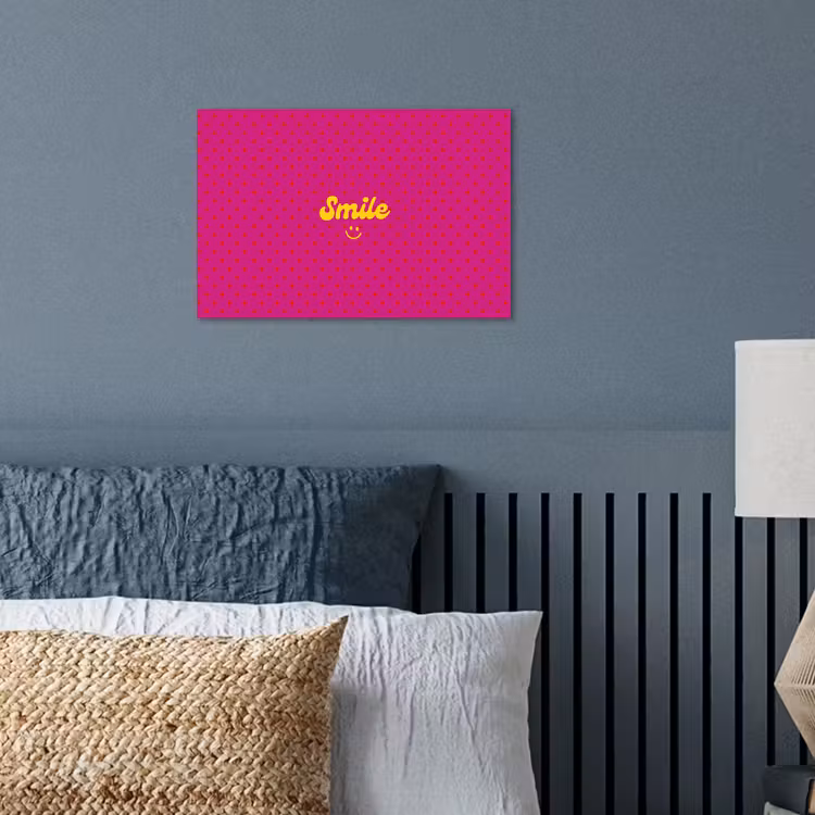 Poster - Smile - Stippen - Geel - Smiley - Roze — 3