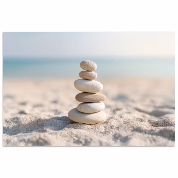 Poster - Stenen - Stapel - Zand - Zee — 1
