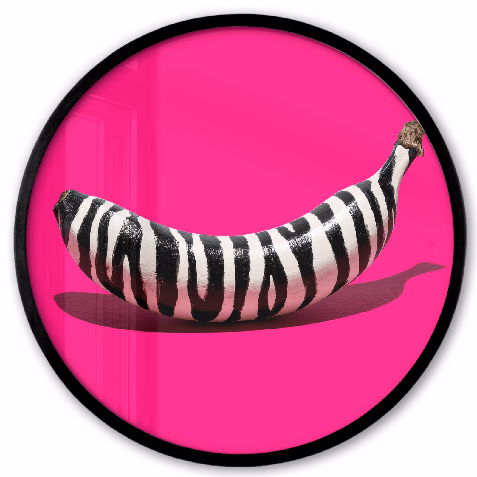 Ronde fotolijst - Banaan - Zebraprint - Roze — 1