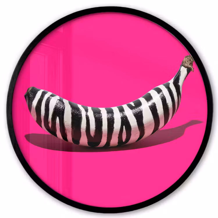 Ronde fotolijst - Banaan - Zebraprint - Roze — 1