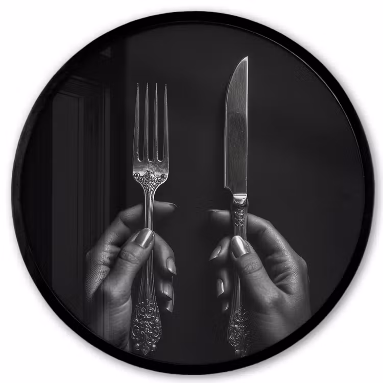 Ronde fotolijst - Bestek - Zwart - Wit — 1